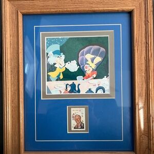 Disney Alice in Wonderland Framed Art with Stamp - Blue and Brown